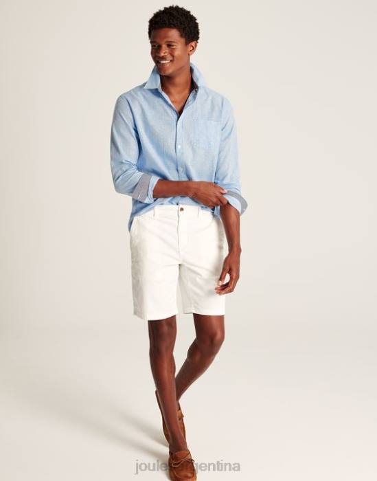 Joules camisa de corte clásico en mezcla de lino tilford hombres pata de gallo azul vestir 64BB185