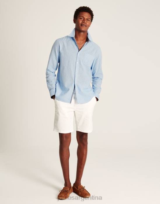 Joules camisa de corte clásico en mezcla de lino tilford hombres pata de gallo azul vestir 64BB185