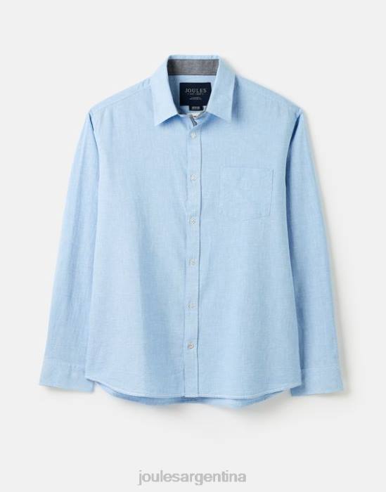 Joules camisa de corte clásico en mezcla de lino tilford hombres pata de gallo azul vestir 64BB185