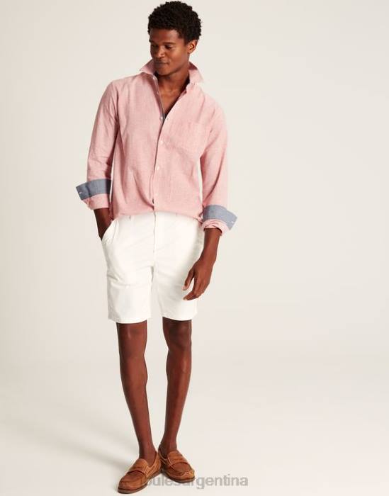 Joules camisa de corte clásico en mezcla de lino tilford hombres pata de gallo rosa vestir 64BB171
