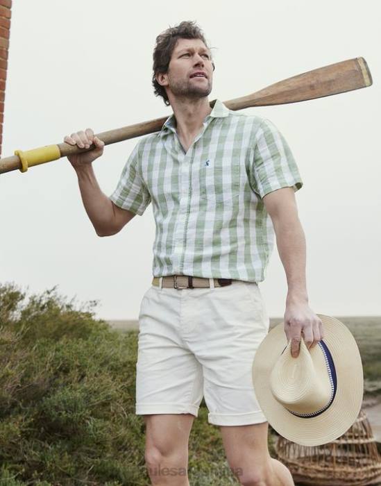 Joules camisa de lino rompedor hombres guinga verde vestir 64BB175