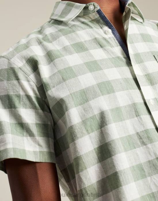 Joules camisa de lino rompedor hombres guinga verde vestir 64BB175