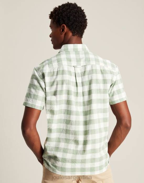 Joules camisa de lino rompedor hombres guinga verde vestir 64BB175
