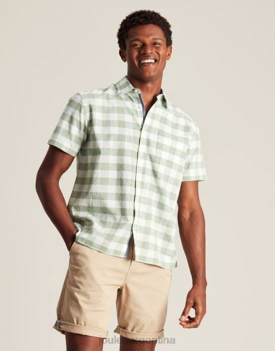 Joules camisa de lino rompedor hombres guinga verde vestir 64BB175