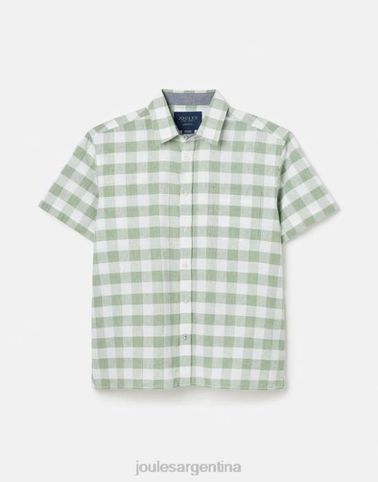 Joules camisa de lino rompedor hombres guinga verde vestir 64BB175