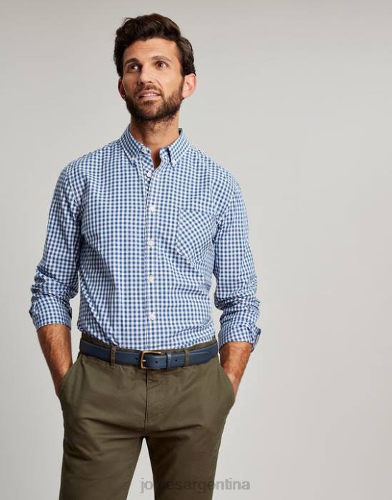 Joules camisa de popelina de corte clásico goodridge hombres guinga azul vestir 64BB215