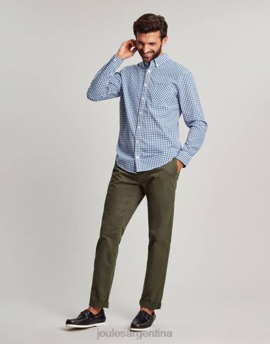Joules camisa de popelina de corte clásico goodridge hombres guinga azul vestir 64BB215