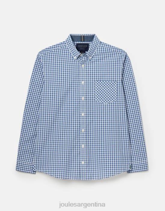Joules camisa de popelina de corte clásico goodridge hombres guinga azul vestir 64BB215