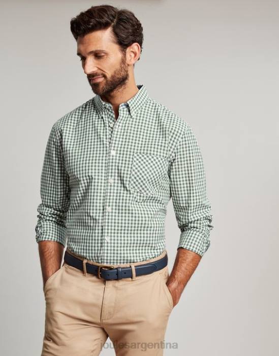 Joules camisa de popelina de corte clásico goodridge hombres guinga verde vestir 64BB225