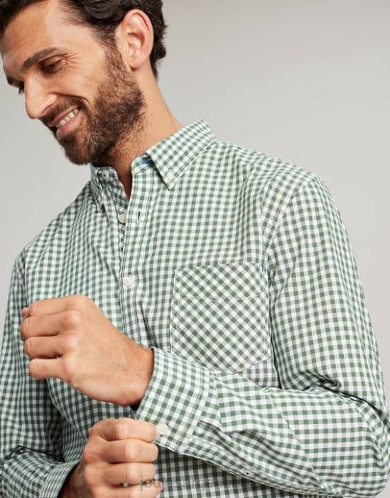 Joules camisa de popelina de corte clásico goodridge hombres guinga verde vestir 64BB225