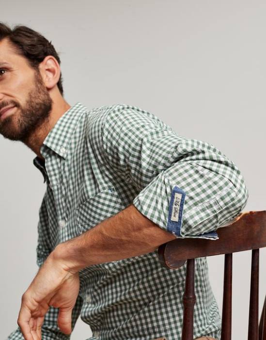Joules camisa de popelina de corte clásico goodridge hombres guinga verde vestir 64BB225