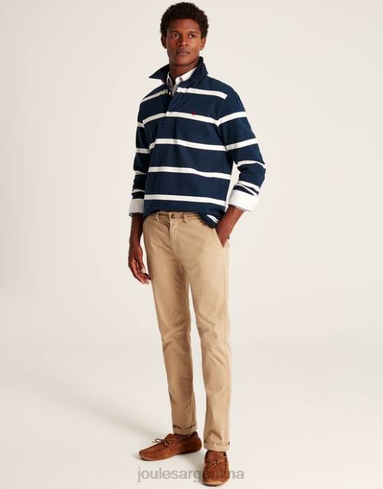 Joules camiseta de rugby en el interior hombres raya crema azul marino vestir 64BB178