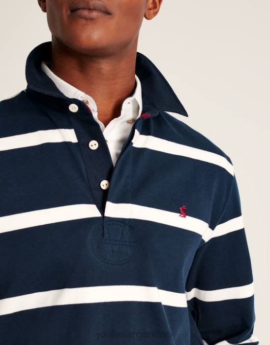 Joules camiseta de rugby en el interior hombres raya crema azul marino vestir 64BB178