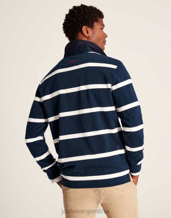 Joules camiseta de rugby en el interior hombres raya crema azul marino vestir 64BB178
