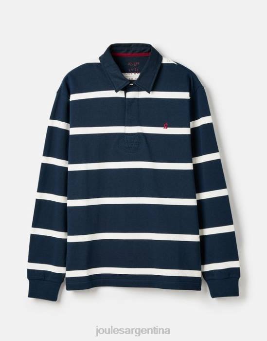 Joules camiseta de rugby en el interior hombres raya crema azul marino vestir 64BB178