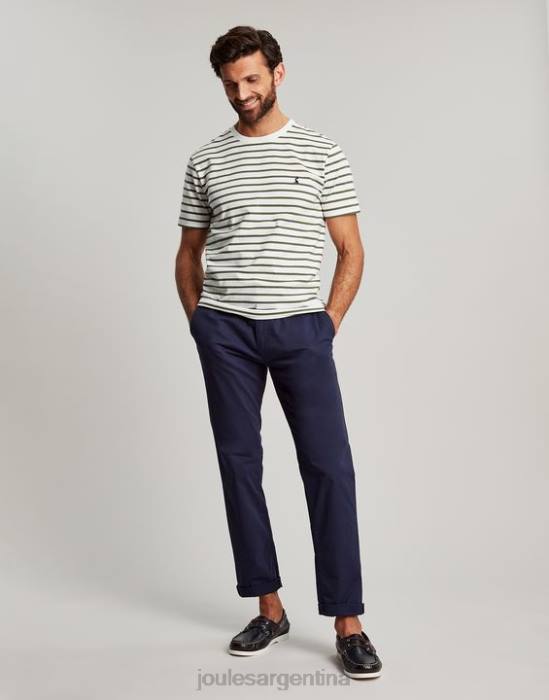 Joules camiseta a rayas del cobertizo del barco hombres raya caqui blanca vestir 64BB252