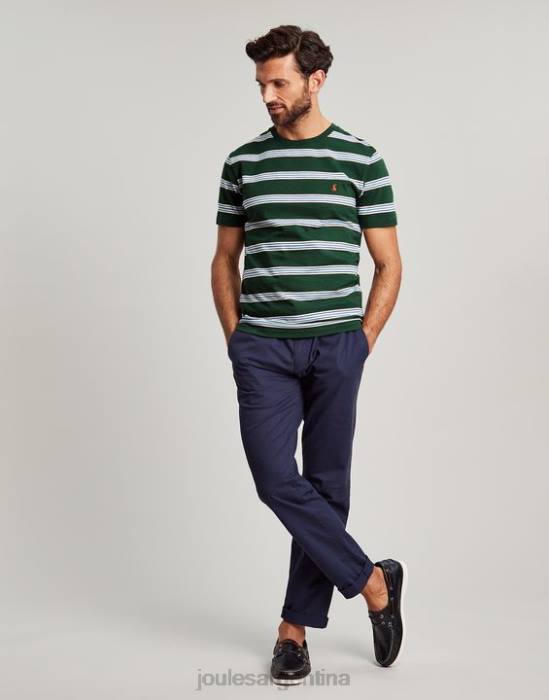 Joules camiseta a rayas del cobertizo del barco hombres raya múltiple verde vestir 64BB209