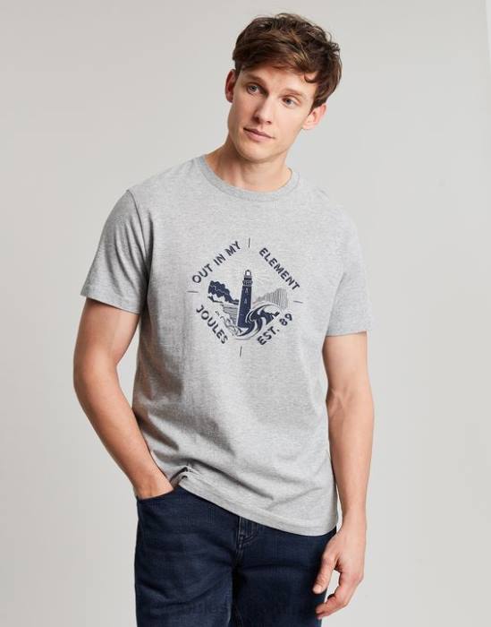 Joules camiseta con gráfico de flynn hombres marga gris vestir 64BB184