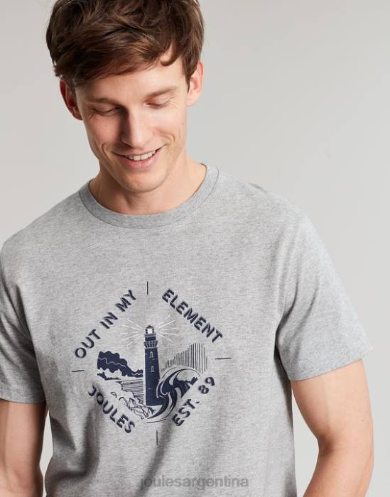 Joules camiseta con gráfico de flynn hombres marga gris vestir 64BB184