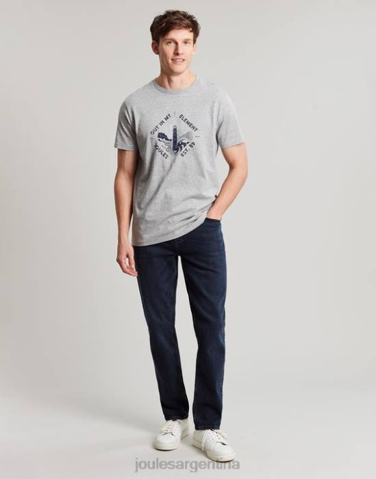 Joules camiseta con gráfico de flynn hombres marga gris vestir 64BB184