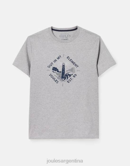Joules camiseta con gráfico de flynn hombres marga gris vestir 64BB184