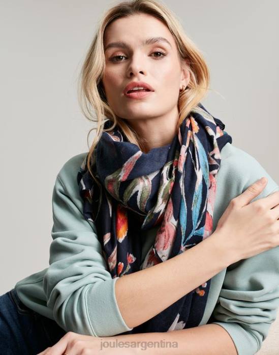 Joules Bufanda tejida ligera con estampado rectangular River mujer pico floral accesorios 64BB155