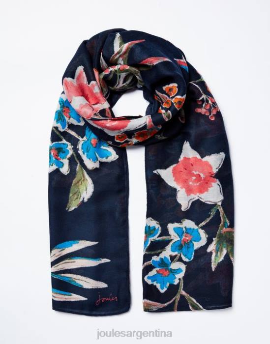 Joules Bufanda tejida ligera con estampado rectangular River mujer pico floral accesorios 64BB155