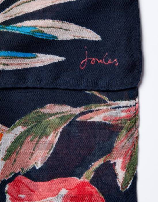Joules Bufanda tejida ligera con estampado rectangular River mujer pico floral accesorios 64BB155