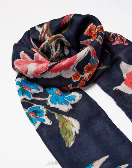 Joules Bufanda tejida ligera con estampado rectangular River mujer pico floral accesorios 64BB155