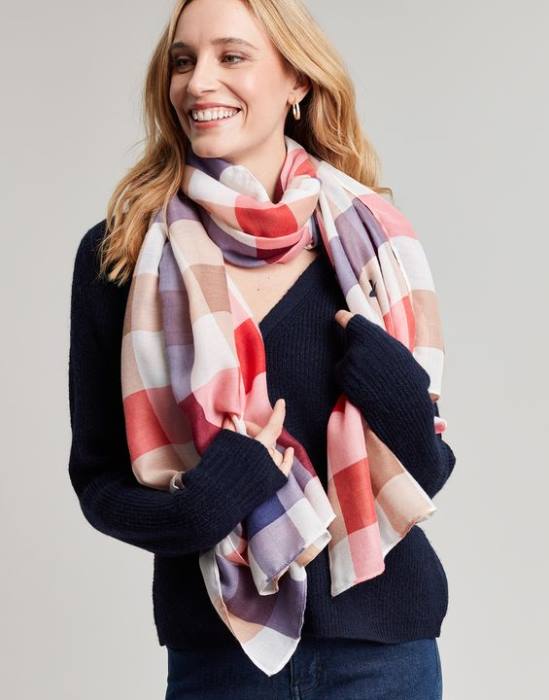 Joules bufanda tejida ligera con estampado River mujer abeja multi guinga accesorios 64BB160