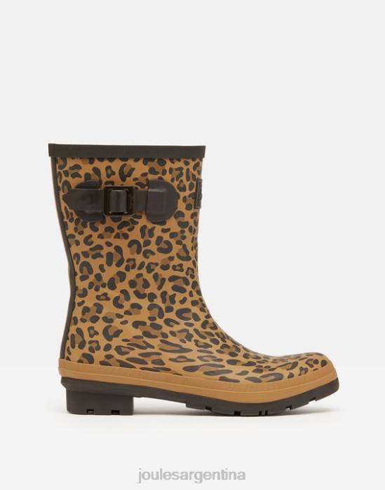 Joules botas de lluvia Molly de altura media con estampado de leopardo mujer leopardo bronceado calzado 64BB148