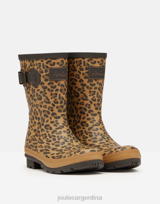 Joules botas de lluvia Molly de altura media con estampado de leopardo mujer leopardo bronceado calzado 64BB148