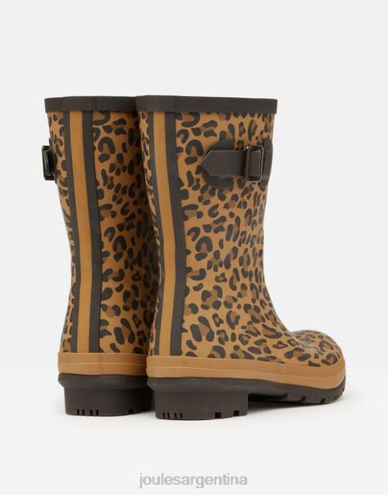 Joules botas de lluvia Molly de altura media con estampado de leopardo mujer leopardo bronceado calzado 64BB148