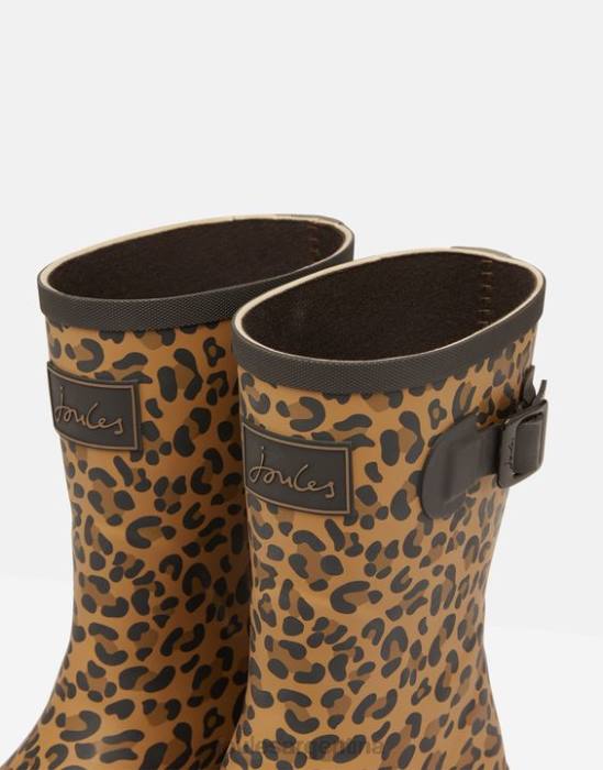 Joules botas de lluvia Molly de altura media con estampado de leopardo mujer leopardo bronceado calzado 64BB148