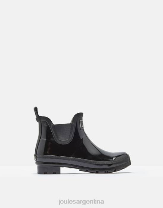 Joules botas de lluvia de altura corta wellibobs brillantes mujer negro verdadero calzado 64BB150