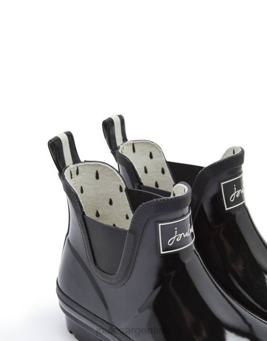 Joules botas de lluvia de altura corta wellibobs brillantes mujer negro verdadero calzado 64BB150