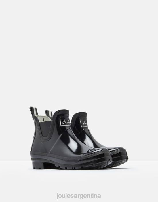 Joules botas de lluvia de altura corta wellibobs brillantes mujer negro verdadero calzado 64BB150