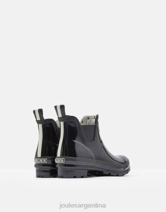 Joules botas de lluvia de altura corta wellibobs brillantes mujer negro verdadero calzado 64BB150
