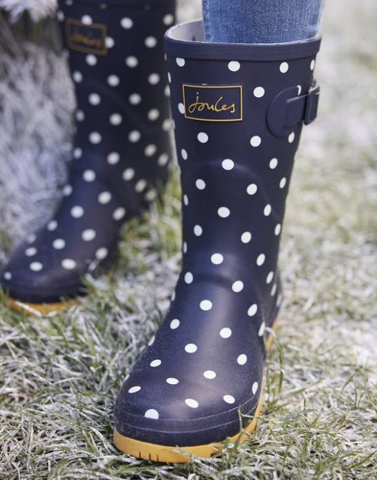 Joules botas de lluvia de altura media con estampado Molly mujer punto de la marina francesa calzado 64BB145