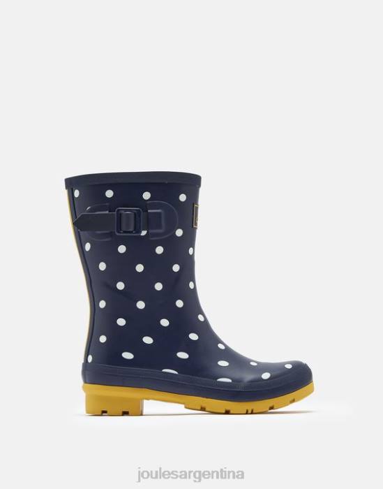 Joules botas de lluvia de altura media con estampado Molly mujer punto de la marina francesa calzado 64BB145