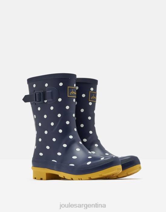 Joules botas de lluvia de altura media con estampado Molly mujer punto de la marina francesa calzado 64BB145