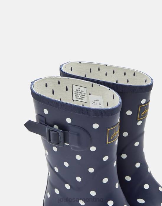 Joules botas de lluvia de altura media con estampado Molly mujer punto de la marina francesa calzado 64BB145