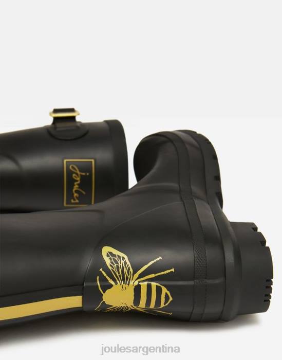 Joules botas de lluvia estampadas de altura media molly mujer abeja grabada en oro calzado 64BB149