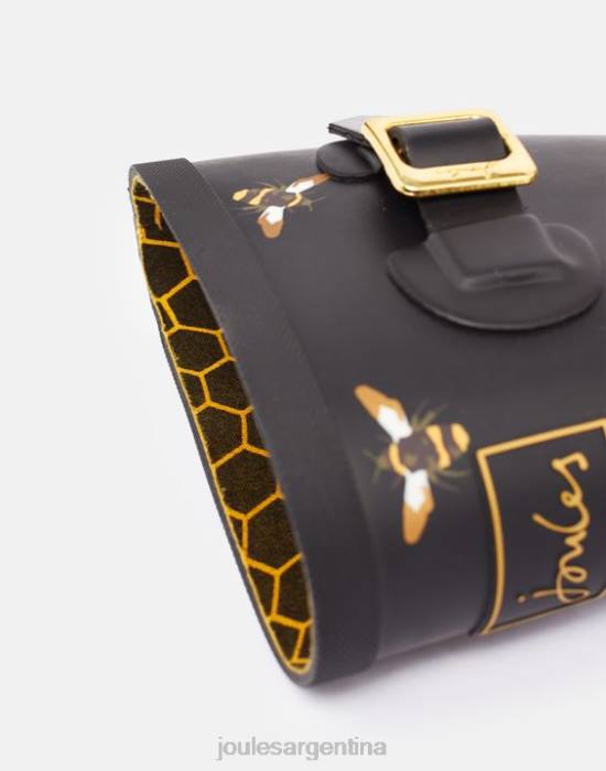 Joules botas de lluvia estampadas de altura media molly mujer abejas metálicas negras calzado 64BB6