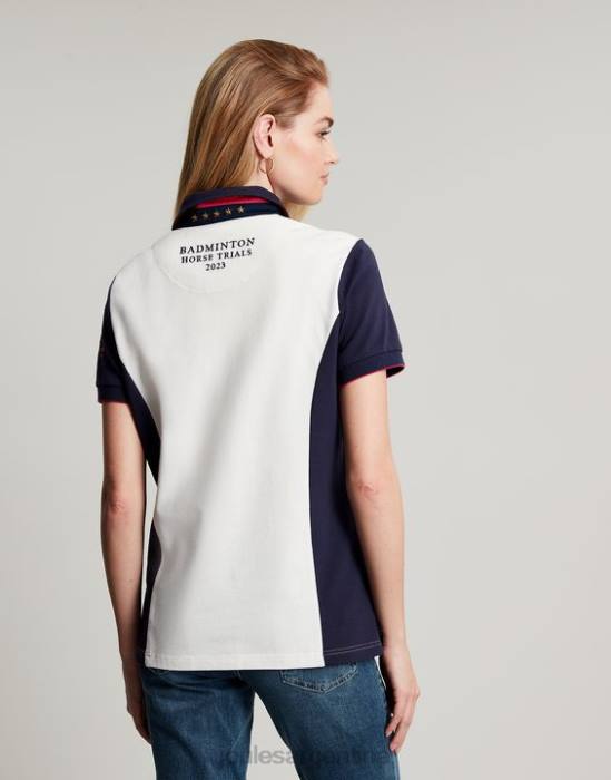 Joules playera tipo polo con detalles de bádminton mujer crema vestir 64BB75