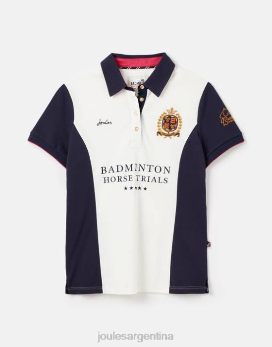 Joules playera tipo polo con detalles de bádminton mujer crema vestir 64BB75