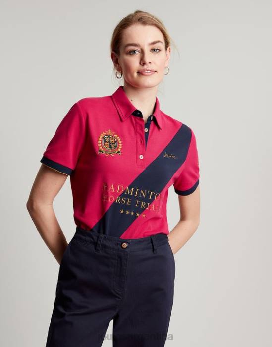 Joules playera tipo polo con detalles de bádminton mujer frambuesa profunda vestir 64BB107