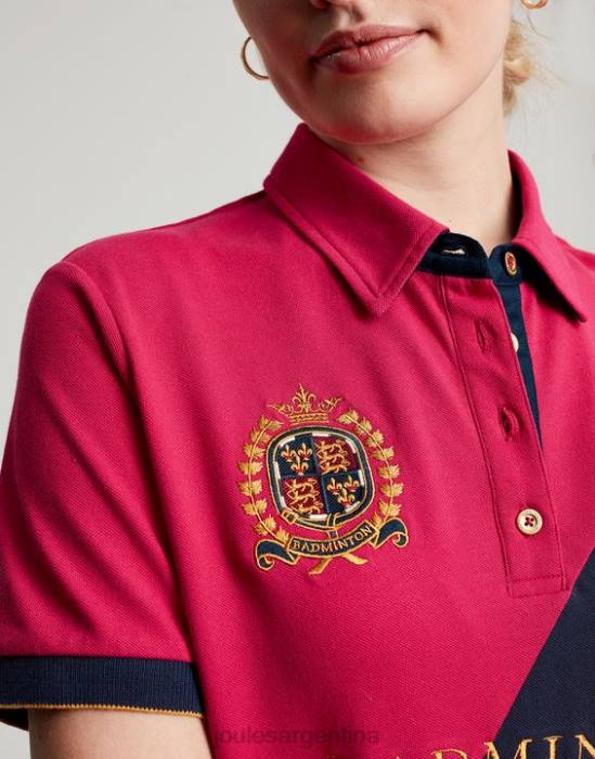 Joules playera tipo polo con detalles de bádminton mujer frambuesa profunda vestir 64BB107