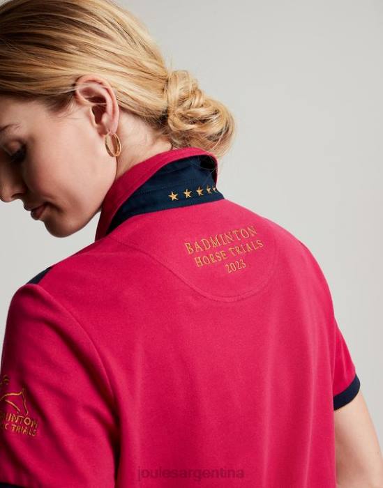 Joules playera tipo polo con detalles de bádminton mujer frambuesa profunda vestir 64BB107