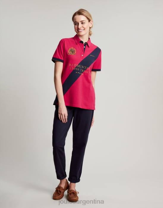 Joules playera tipo polo con detalles de bádminton mujer frambuesa profunda vestir 64BB107